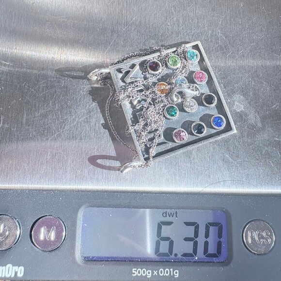 VTG Sterling Silver 925 Multicolor Gemstones Hoshen Pendant Necklace 18" Length - Picture 12 of 12